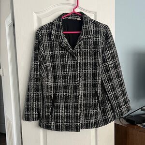 Chico's Black & White Plaid Blazer Jacket